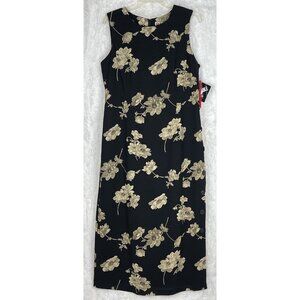 NWT R&K Originals Size 12 Sleeveless Dress Black Tan Floral Zip Back